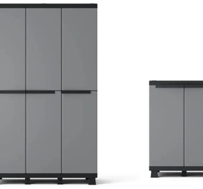 Armadio alto +basso Gary SPACEO in resina, nero e grigio chiaro L 170 x H 170 x P 39 cm, 5 ante, adatto per interno/esterno