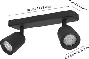 Eglo 901953 - Faretto CAMALDOLI 2xGU10/10W/230V nero