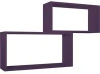 Set di 2 Mensole da Muro Modello BISLUNGO, Pensile Bagno, Mensola da Parete, Scaffale da Parete. Misure 70x35 p20 cm e 60x30 p20 cm. Finitura VIOLA MELANZANA - MADE IN ITALY