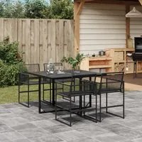 Set da Pranzo da Giardino 5 pz Nero in Polyrattan 3295048