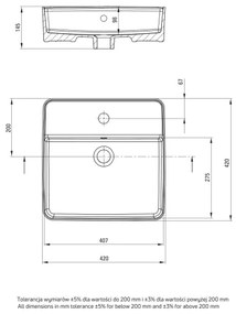 Deante CGS_6U4B - Lavabo da appoggio SQUARE 42x42 cm ceramica/bianco