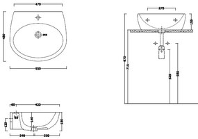 Milk Lavabo A Parete 55x48 Limone