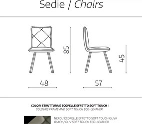 Sedia pranzo Ecopelle Oliva - moderno ROLL 2 sedie