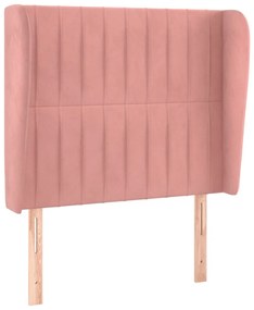 Testiera ad orecchio rosa 83x23x118/128 cm in velluto