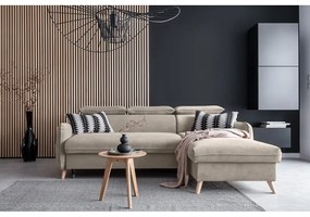 Divano letto angolare in velluto beige (angolo destro) Sweet Harmony - Miuform