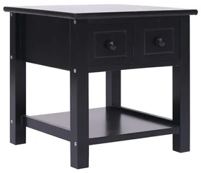 Tavolino Laterale Nero 40x40x40 Cm İn Legno Di Paulownia /