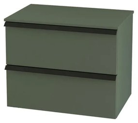 Mobile da bagno sospeso sotto lavabo Rodi L 70 x H 57 x P 46 cm verde laccato opaco, 2 cassetti BADEN HAUS