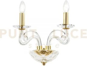 Applique a parete epoque oro 2 luci attacco e14 36x23x31cm vetro tr...