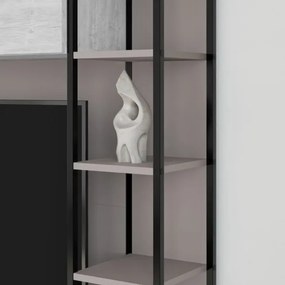 Parete Attrezzata 260 Cm Design Moderno Tronador Tortora E Bianco