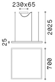 Sospensione Moderna Square Oracle Alluminio-Plastiche Bianco Led 41W 3000K D70Cm