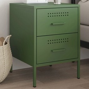Comodino Verde Oliva 36x39x50,5 Cm İn Acciaio /