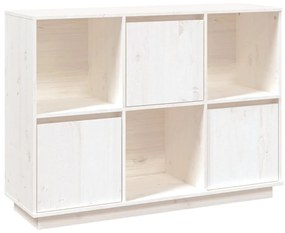 Credenza bianca 110,5x35x80 cm in legno massello di pino