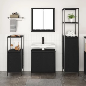 Set di mobili per bagno a 3 pezzi  quercia nera legno ingegnerizzato