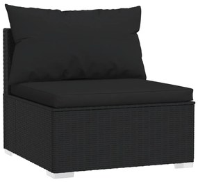 Set Divani da Giardino 9 pz con Cuscini in Polyrattan Nero