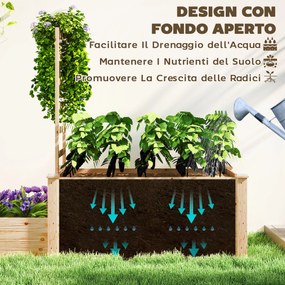 Fioriera Rialzata con Grigliato per Rampicanti e Divisorio 222x63x132 cm in Legno di Abete...