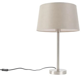Lampada da tavolo moderna in acciaio con paralume color tortora 35 cm - Simplo