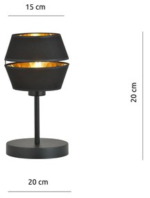 Lampada Da Tavolo Contemporanea 1 Luce Piano In Metallo Nero E Oro