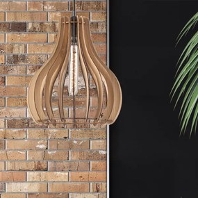 Lampadario a sospensione con filo TUCCI 1xE27/60W/230V diametro 29 cm quercia