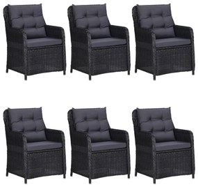 Set mobili da pranzo per giardino 7 pz nero