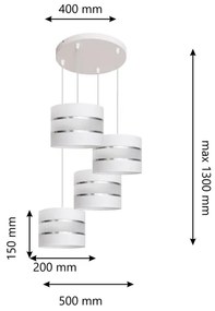 Lampadario su filo HELEN 4xE27/15W/230V bianco