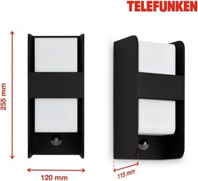 Telefunken 321105TF-Applique da esterno con sensore 1xE27/12W/230V IP44 nero