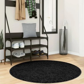 Tappeto Shaggy Pamplona A Pelo Lungo Moderno Nero Ø 120 Cm /
