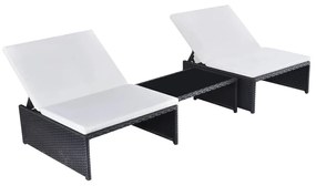 Sedie Da Giardino Reclinabili 2 Pz Con Tavolo İn Polyrattan /