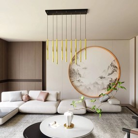 EMIBIG LIGHTING Lampada a sospensione Selter, color oro, a 9 luci, metallo