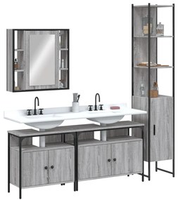 Set Mobili Da Bagno 4 Pz Grigio Sonoma İn Legno Multistrato /