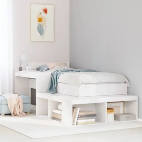 Letto Senza Materasso Bianco 75x190 İn Legno Massello Di Pino /