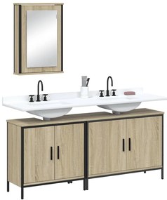 Set Mobili Da Bagno 3 Pz Rovere Sonoma İn Legno Multistrato /
