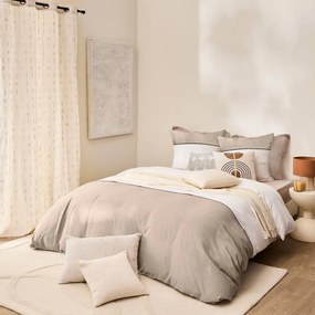 Set copripiumino e federa bianco/beige in cotone per letto matrimoniale ed esteso 240x220 cm Gabrielle – douceur d'intérieur
