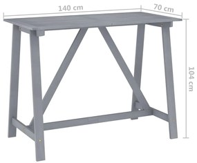 Set da Bar da Giardino 7 pz Grigio in Legno Massello di Acacia