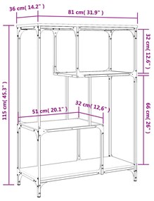 Libreria Rovere Fumo 81x36x115 cm Legno Multistrato e Acciaio