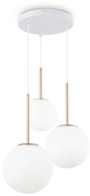 Maytoni Lampada a sospensione moderna in metallo con 3 pendenti in vetro rotondi Basic Form - 40W BIANCO ORO