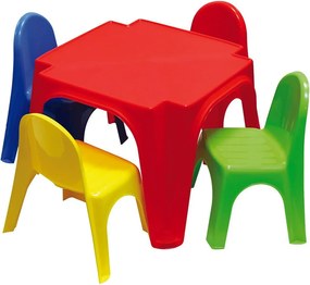 Set Tavolo con 4 Sedie per Bambini in Plastica Multicolore...