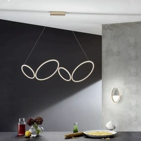 Lampada a sospensione Led RICE 107 cm in metallo e diffusore in acrilico Oro