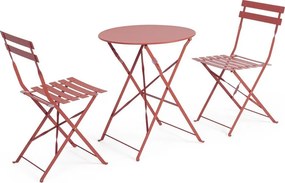 Set da pranzo da giardino color terracotta in acciaio per 2 persone Austin – Bizzotto