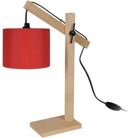 Tosel  Lampade d’ufficio Lampada da scrivania tondo legno naturale e rosso  Tosel