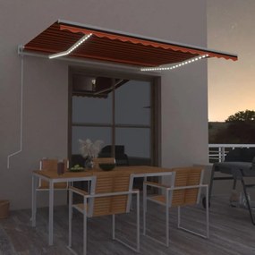Tenda Automatica Sensore Vento E Led 450x350 Cm Arancio Marrone /