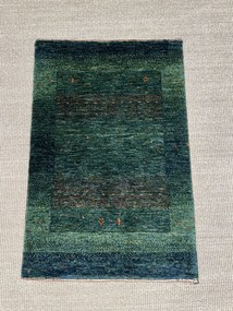 Loribaft Tappeto 90x60 Verde (Iran) Annodato A Mano