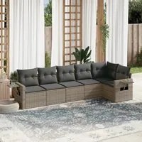 Set Divano da Giardino 6 pz con Cuscini Grigio in Polyrattancod mxl 89303