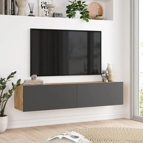 Mobile TV Sospeso 140 Cm 2 Ante Frontali Legno E Antracite Lenny