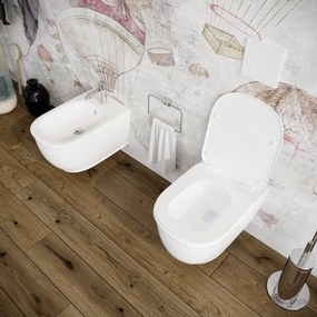 Vaso wc sospeso Genesis filo muro in ceramica completo di sedile softclose
