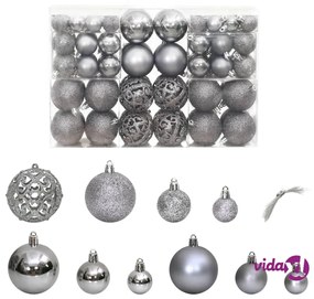 vidaXL Palline di Natale 100 pz Grigie 3 / 4 / 6 cm