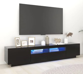 Mobile porta tv con luci led nero 200x35x40 cm