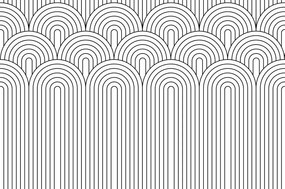 Carta da parati autoadesiva – Motivo arcobaleno Mid-Century in bianco e nero