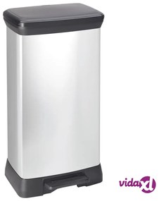 Curver Pattumiera a Pedale Deco Rettangolare 50 L Argento