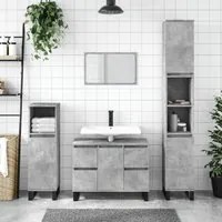 Armadietto Bagno Grigio Cemento 30x30x100 cm Legno Multistrato 831568