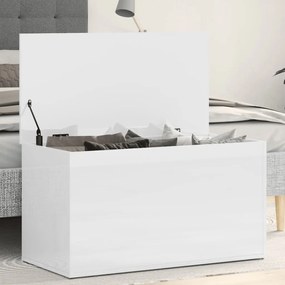 Cassapanca Bianco Lucido 84x42x46 Cm İn Legno Ingegnerizzato /
